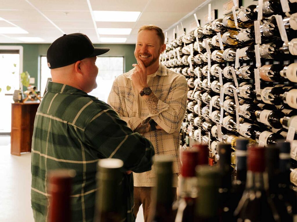 Corey helping a customer